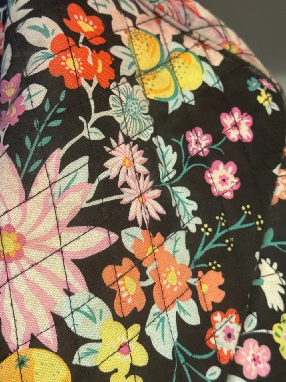 Vera Bradley Black Floral Quilted Backpack - Multi-Color Flower Print